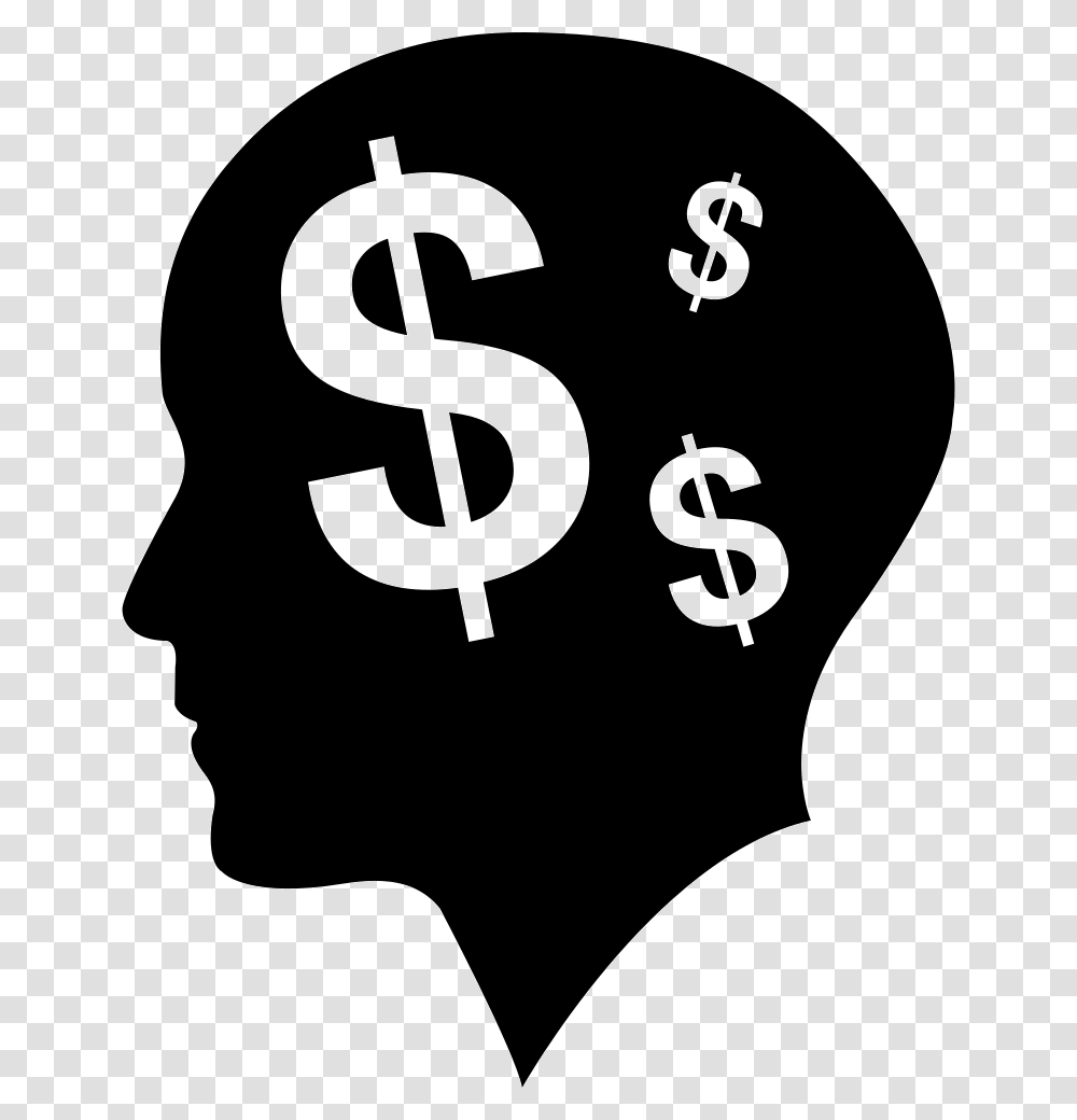 Man Bald Head With Dollars Symbols As Thoughts About, Stencil, Alphabet, Ampersand Transparent Png