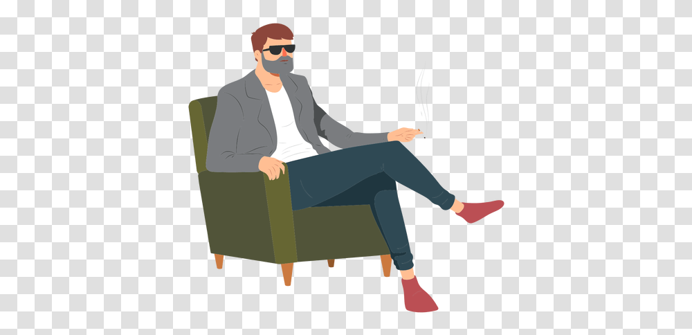Man Beard Glasses Style Cigarette Smoke Pessoa Na Poltrona, Chair, Furniture, Sitting, Person Transparent Png