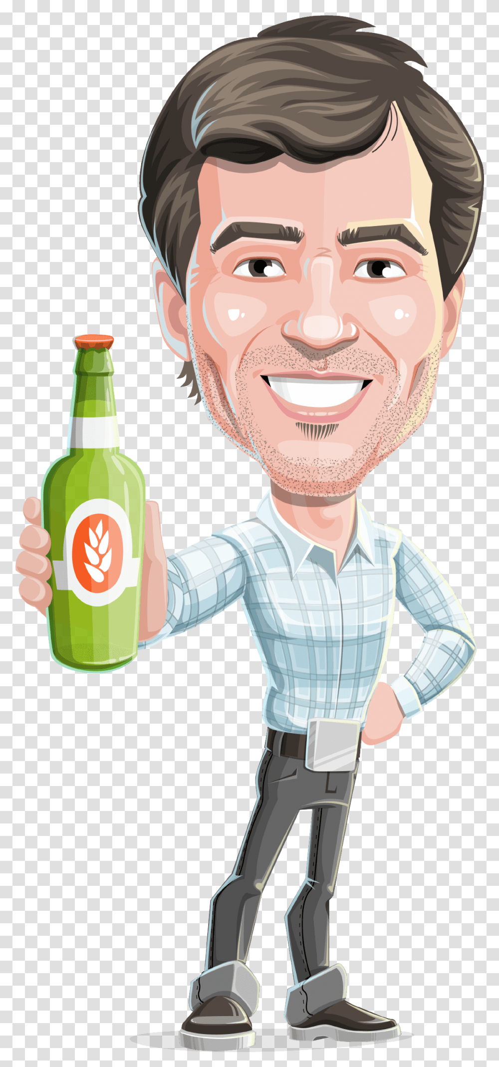 Man Beer Cartoon, Alcohol, Beverage, Drink, Bottle Transparent Png