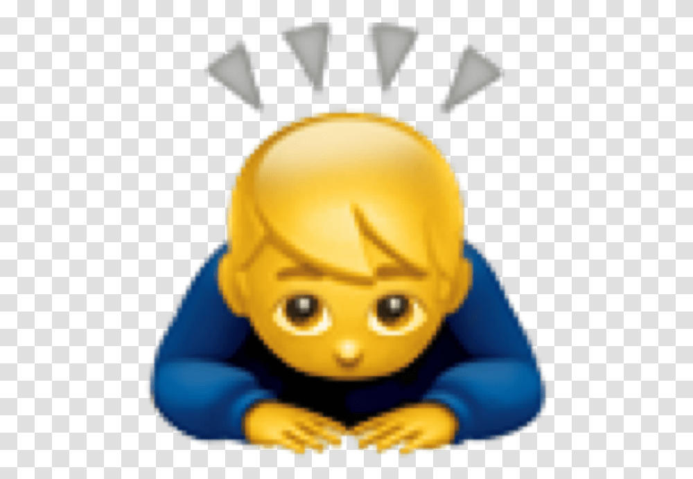 Man Bowing Emoji, Gold, Toy Transparent Png