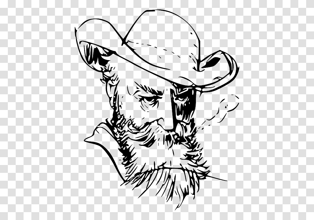 Man Bun Old Man Face Vector, Apparel, Cowboy Hat, Drawing Transparent Png