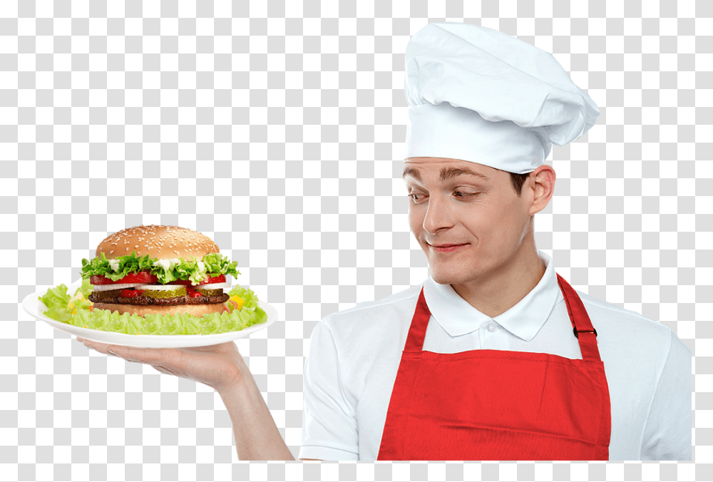 Man Bun, Person, Human, Chef, Burger Transparent Png
