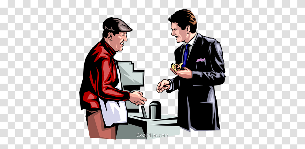 Man Buying A Hotdog Royalty Free Vector Clip Art Illustration, Person, Human, Performer, Tie Transparent Png