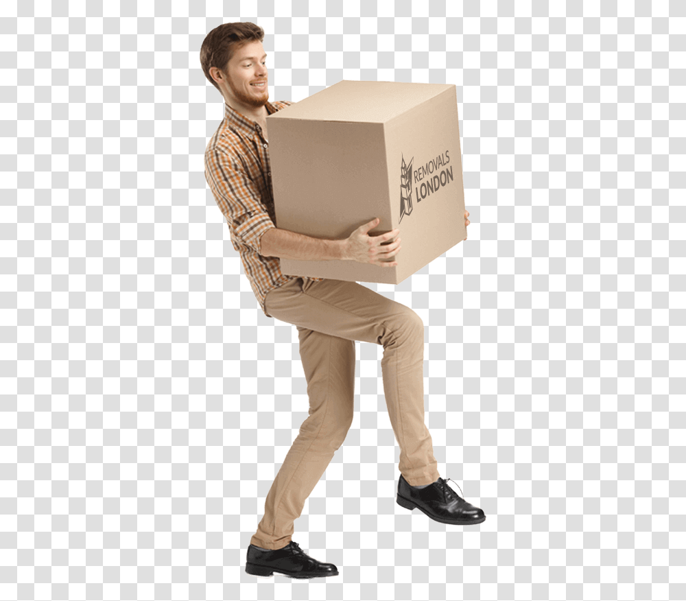 Man Carrying Box, Person, Human, Cardboard, Shoe Transparent Png