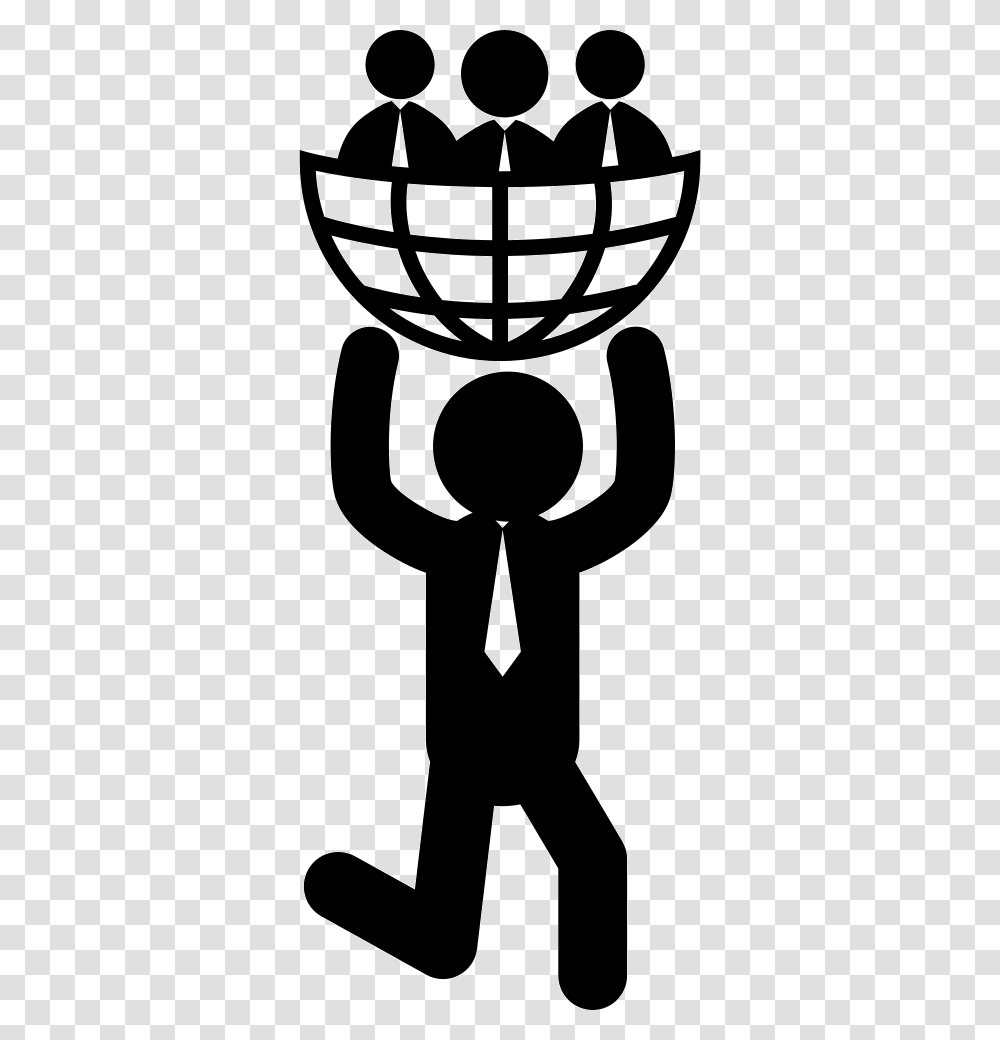 Man Carrying World Icon, Stencil, Person, Human, Hand Transparent Png