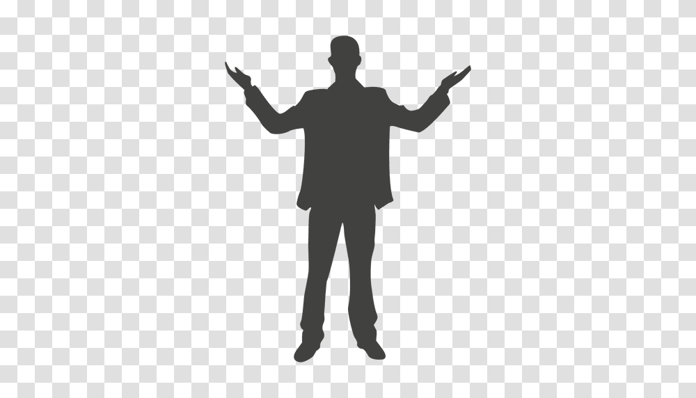 Man Celebrating Silhouette, Standing, Person, Hand, People Transparent Png
