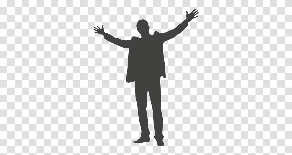 Man Celebrating Silhouette & Svg Vector File Happy People Silhouette, Person, Standing, Hand, Leisure Activities Transparent Png