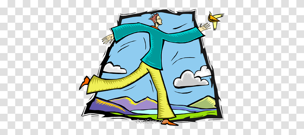 Man Chasing Bird Royalty Free Vector Clip Art Illustration, Outdoors, Drawing, Housing, Nature Transparent Png
