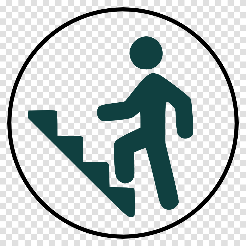 Man Climbing Stairs Icon Climbing Stairs Icon, Sign, Road Sign Transparent Png