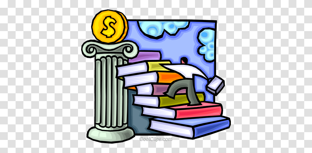 Man Climbing Stairs Of Books Royalty Free Vector Clip Art, Building, Architecture, Pillar, Column Transparent Png