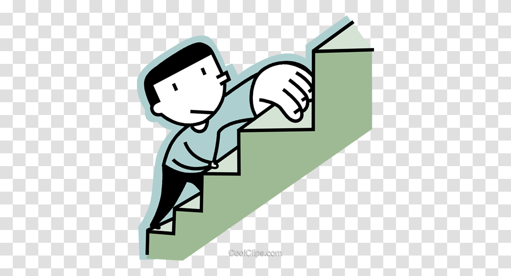 Man Climbing Stairs Royalty Free Vector Clip Art Illustration, Hand, Staircase, Handrail, Banister Transparent Png