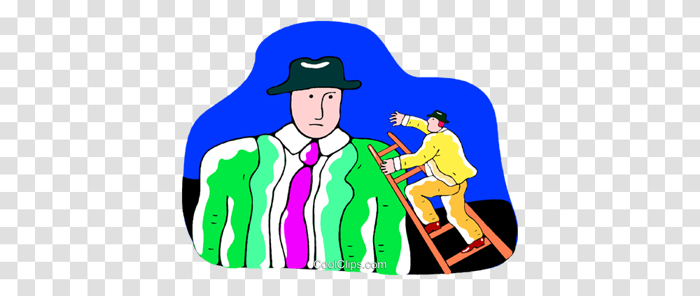 Man Climbing The Corporate Ladder Royalty Free Vector Clip Art, Person, Outdoors, Hat, Worker Transparent Png