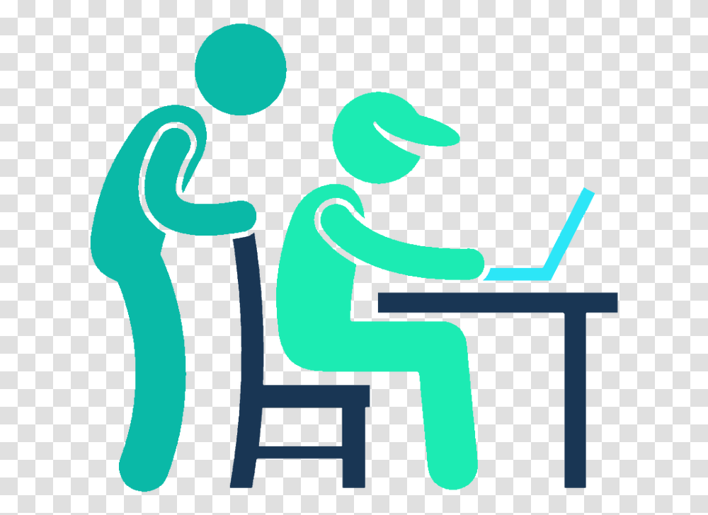 Man Computer Teacher Clipart Person Using Computer, Chair, Furniture Transparent Png