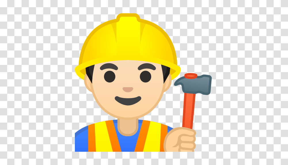 Man Construction Worker Light Skin Tone Emoji Chef, Clothing, Apparel, Helmet, Hardhat Transparent Png