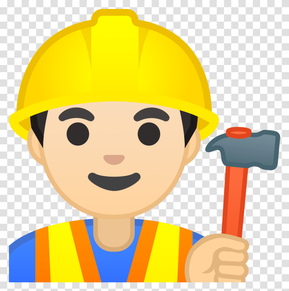 Man Construction Worker Light Skin Tone Icon Noto Emoji Construction Emoji, Clothing, Apparel, Helmet, Hardhat Transparent Png