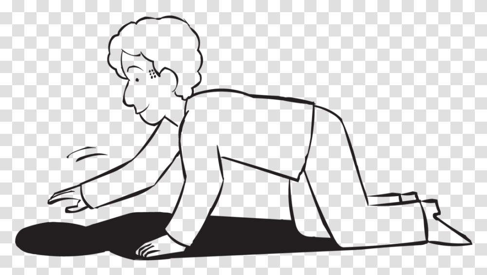 Man Crawling On Hands And Knees Attempting To Catch Line Art, Person, Human, Kneeling, Baby Transparent Png