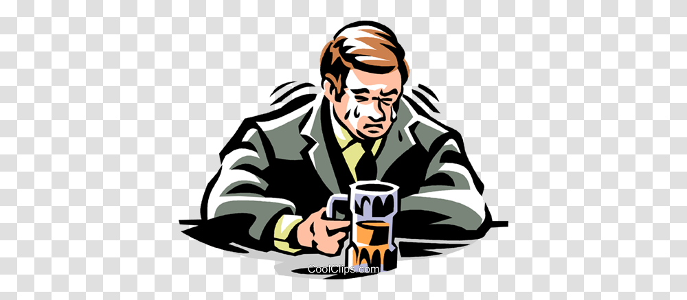 Man Crying In His Beer Royalty Free Vector Clip Art Illustration, Person, Beverage, Stein, Coffee Cup Transparent Png