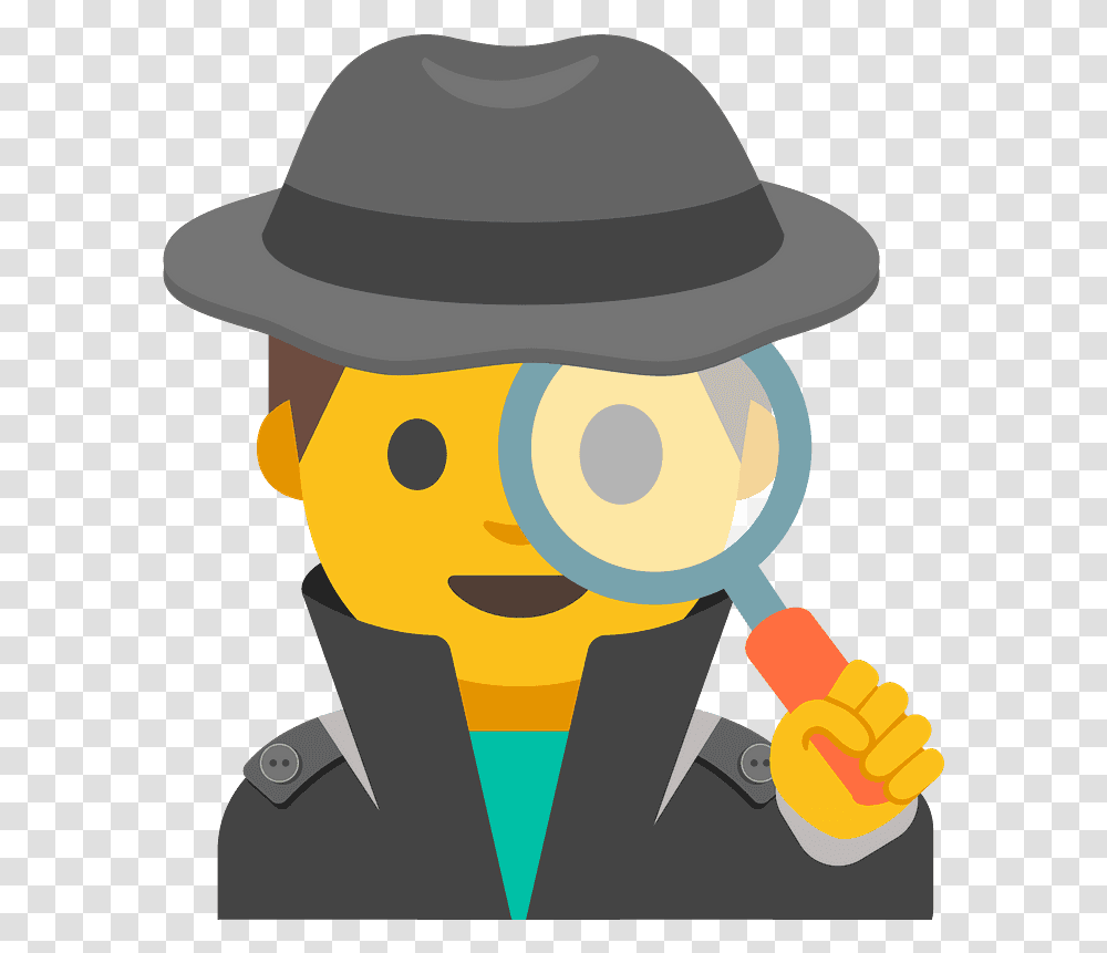 Man Detective Emoji Clipart Free Download Google Detective, Magnifying, Clothing, Apparel Transparent Png