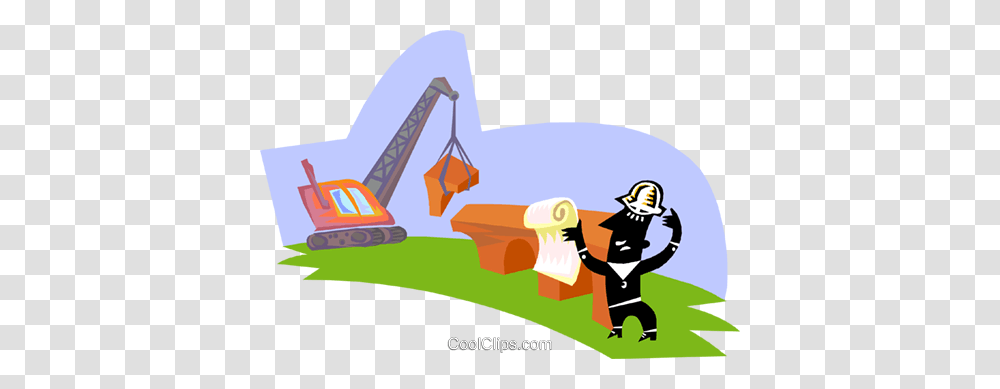 Man Directing Construction Equipment Royalty Free Vector Clip Art, Person, Human, Crowd, Plant Transparent Png