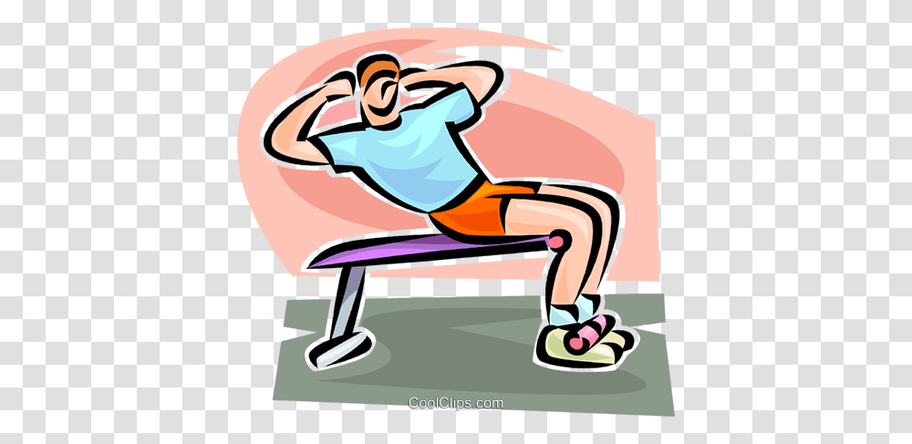 Man Doing Sit Ups Royalty Free Vector Clip Art Illustration, Sport, Furniture, Chair, Bed Transparent Png