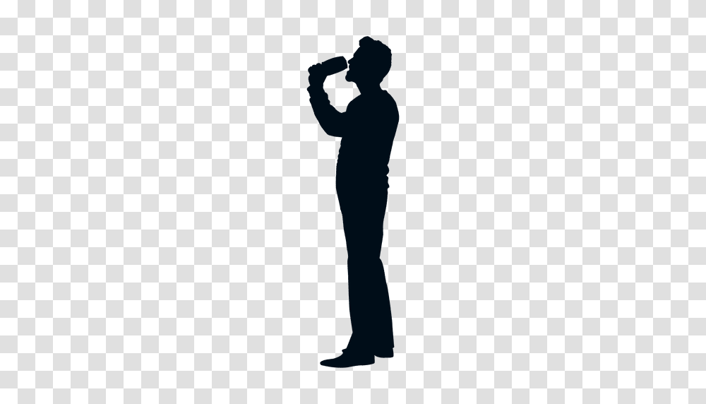 Man Drinking Silhouette Side View, Standing, Person, Photography, Pants Transparent Png