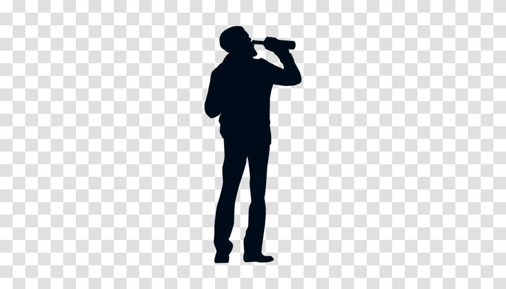 Man Drinking Wine Bottle Silhouette, Standing, Person, Photography, People Transparent Png