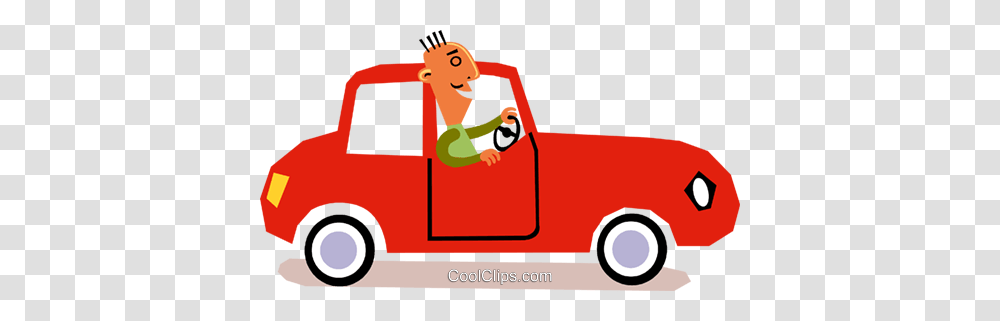 Man Driving A Car Royalty Free Vector Clip Art Illustration, Vehicle, Transportation, Fire Truck, Tire Transparent Png