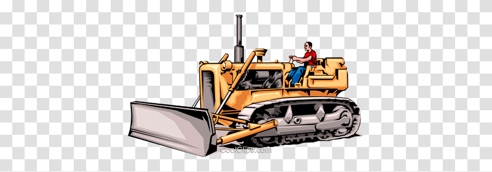 Man Driving Bulldozer Royalty Free Vector Clip Art Illustration, Tractor, Vehicle, Transportation, Person Transparent Png