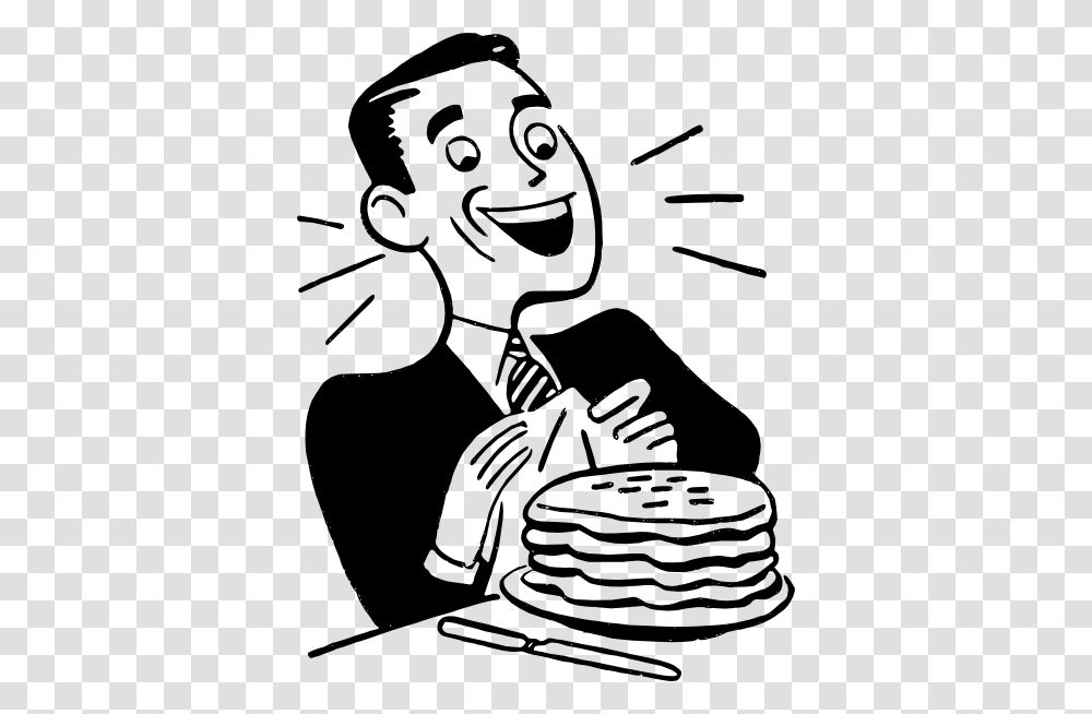Man Eating Pancakes Clip Art, Stencil, Meal, Food Transparent Png