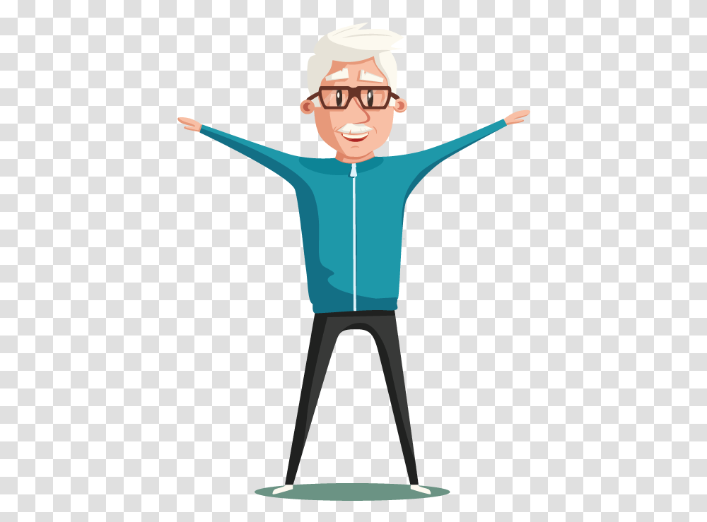 Man Exercising Senior Exercising Cartoon, Person, Face, Standing, Arm Transparent Png