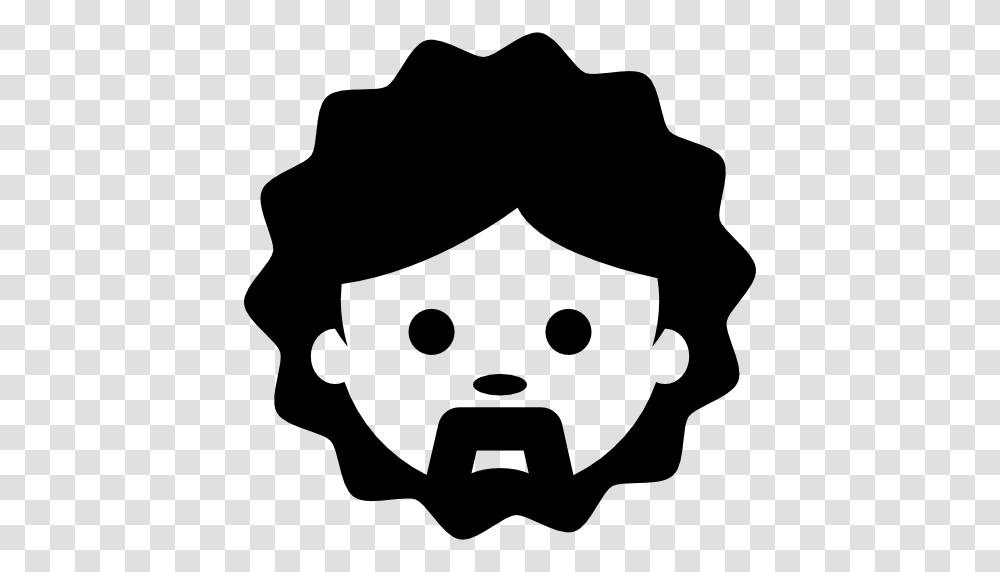 Man Face Curly Hair And Moustache, Stencil, Person, Human Transparent Png