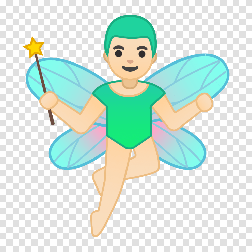 Man Fairy Light Skin Tone Icon Noto Emoji People Stories Iconset, Toy, Elf Transparent Png