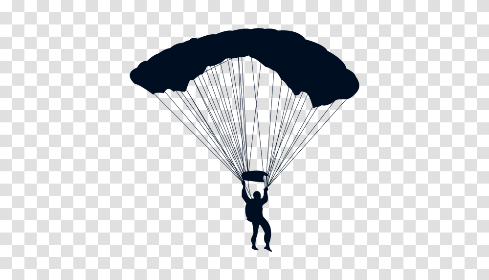 Man Falling With Parachute Silhouette, Brush, Tool, Adventure, Leisure Activities Transparent Png