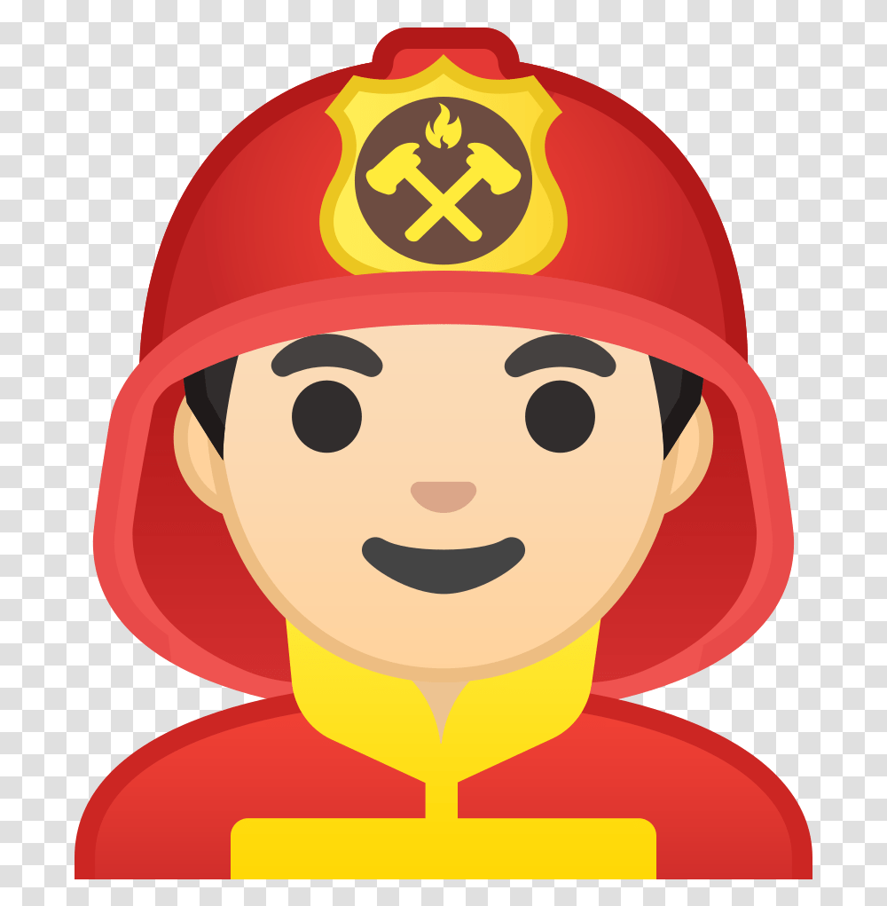 Man Firefighter Light Skin Tone Icon Firefighter Emoji, Apparel, Helmet Transparent Png
