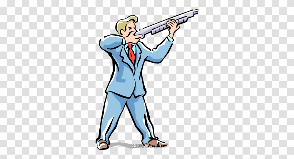 Man Firing Gun Royalty Free Vector Clip Art Illustration, Person, Weapon, Performer Transparent Png