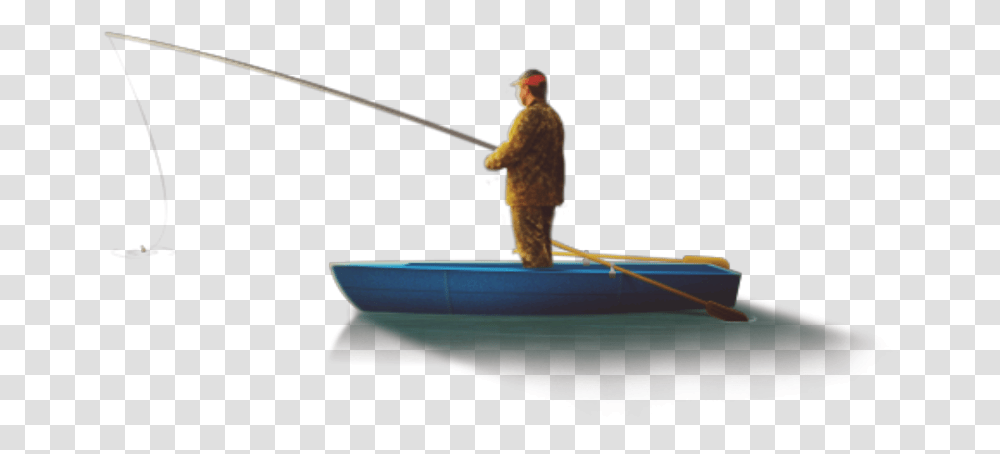 Man Fishing Boat Man Fishing, Person, Outdoors, Water, Vehicle Transparent Png