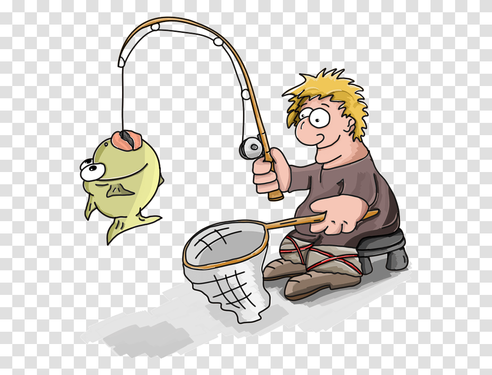 Man Fishing Naked Catch Fish, Person, Water, Outdoors, Angler Transparent Png