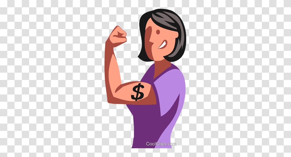 Man Flexing Her Financial Strength Royalty Free Vector Clip Art, Poster, Leisure Activities, Arm Transparent Png