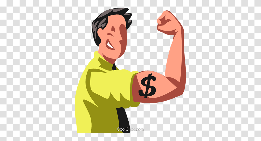 Man Flexing His Financial Strength Royalty Free Vector Clip Art, Hand, Person, Poster Transparent Png