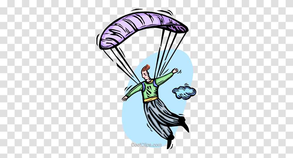 Man Floating To Earth With A Parachute Royalty Free Vector Clip, Person, Human, Leisure Activities, Poster Transparent Png
