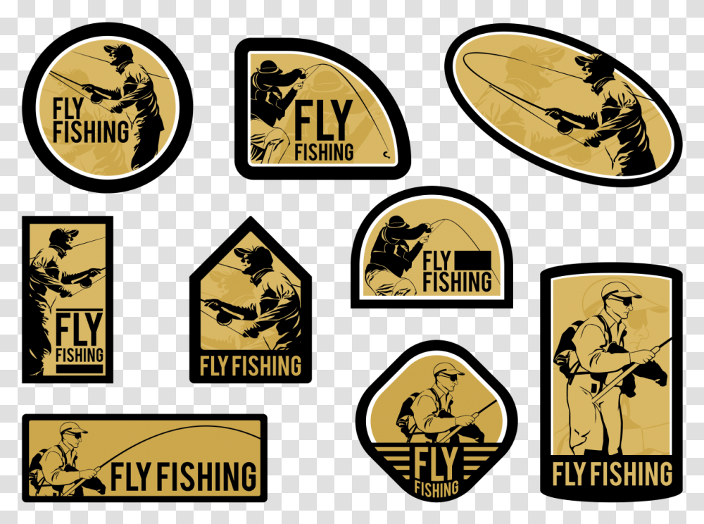 Man Fly Fishing Vector Labels Emblem, Logo, Person Transparent Png