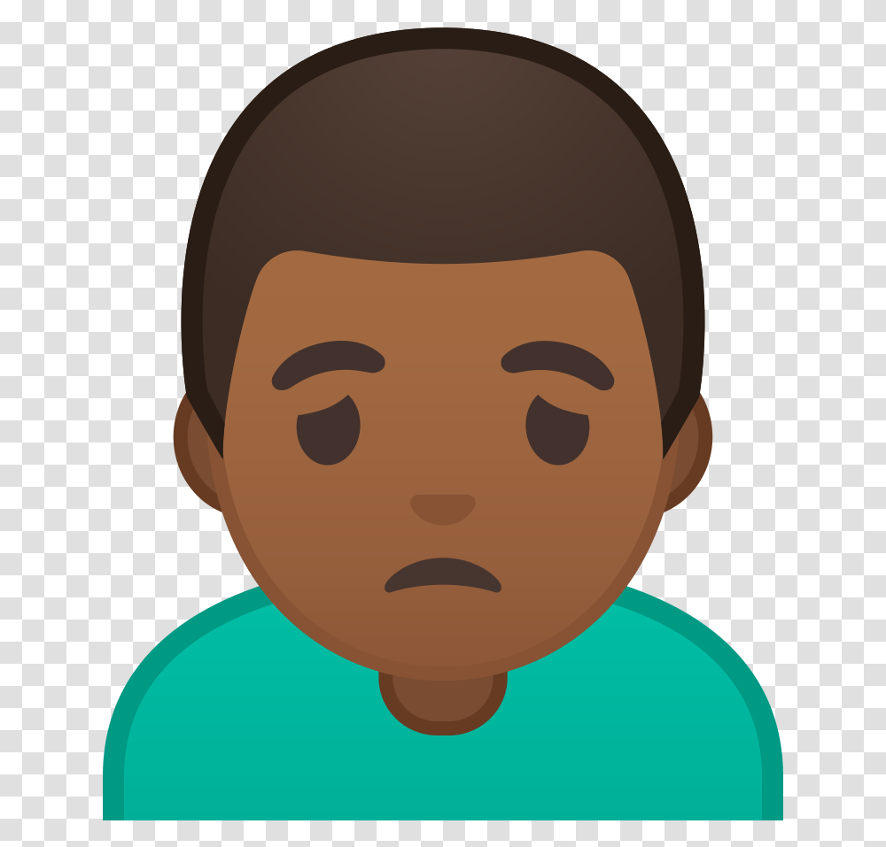 Man Frowning Medium Dark Skin Tone Icon Black Man Emoji Hand On Face, Baby, Head, Food, Portrait Transparent Png