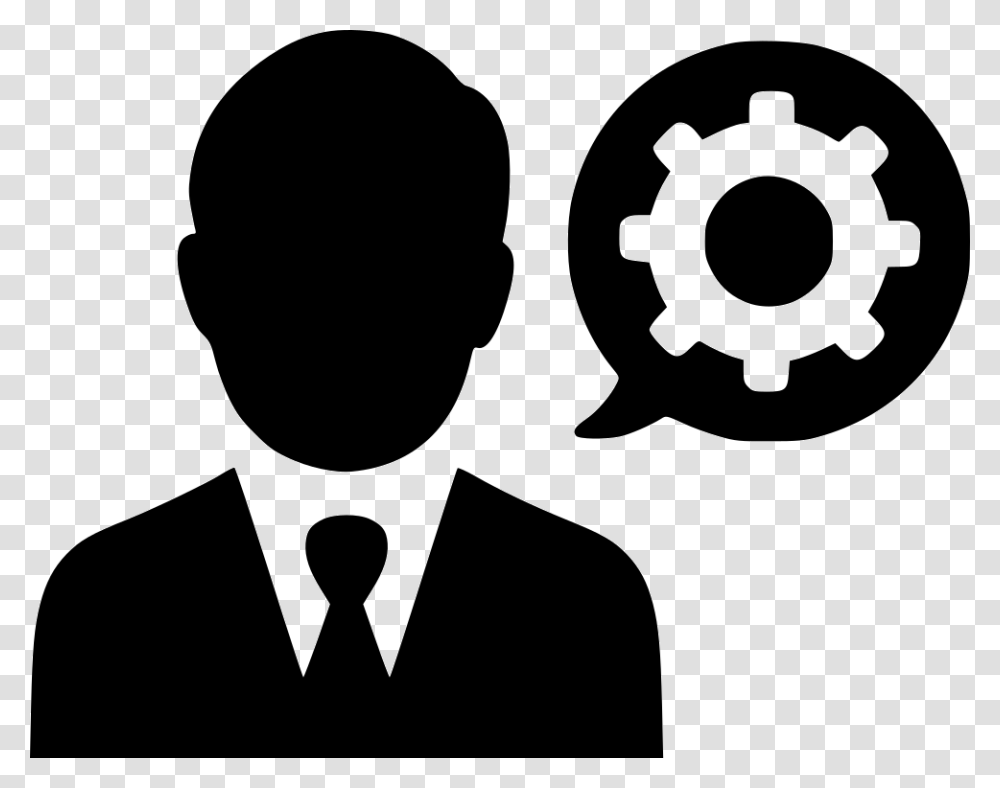 Man Gear Configure Support Cog Optimization Symbol Person Icon Red, Stencil, Silhouette, Crowd, Face Transparent Png