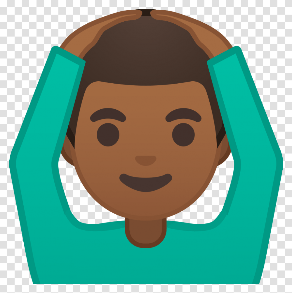 Man Gesturing Ok Medium Dark Skin Tone Icon Man Raising Hand Emoji, Recycling Symbol, Face, Logo Transparent Png