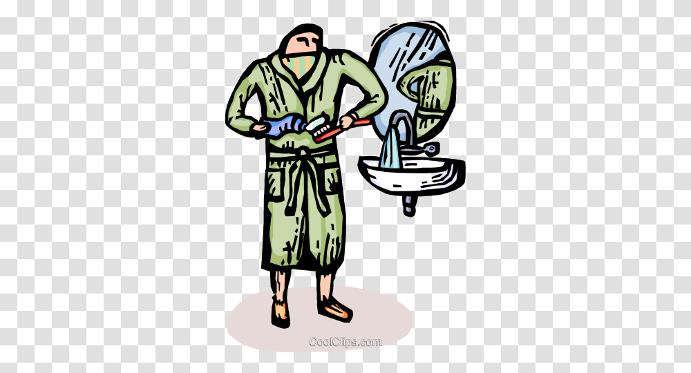 Man Getting Ready To Brush His Teeth Royalty Free Vector Clip Art, Person, Washing, Outdoors, Cleaning Transparent Png