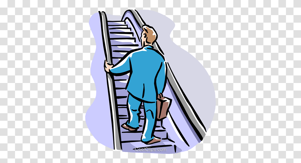 Man Going Up Escalator Royalty Free Vector Clip Art Illustration, Slide, Toy, Handrail, Outdoors Transparent Png