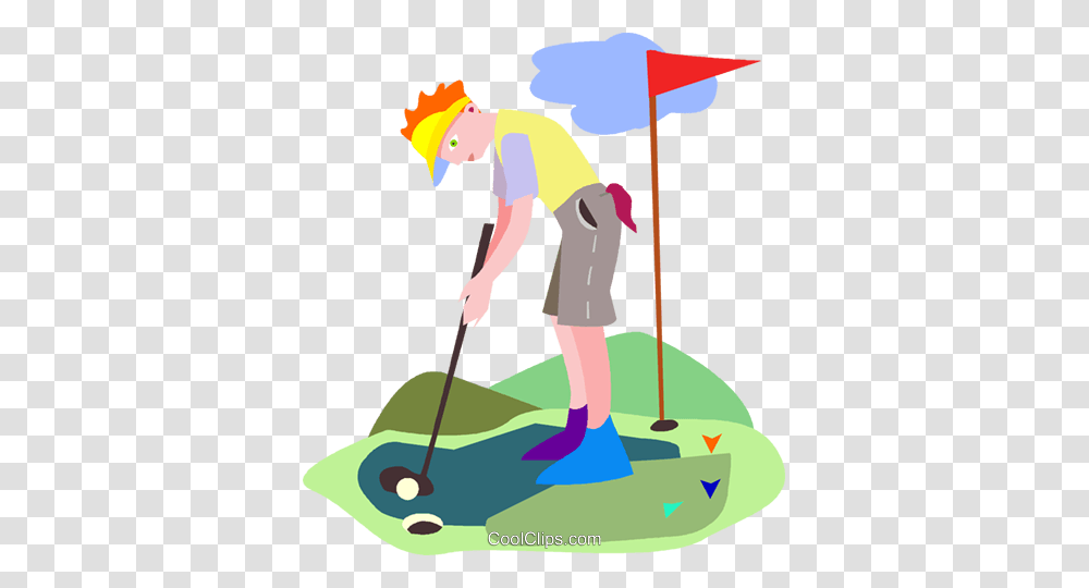 Man Golfing Final Putt For A Birdie Royalty Free Vector Clip Art, Person, Human, Sport, Sports Transparent Png