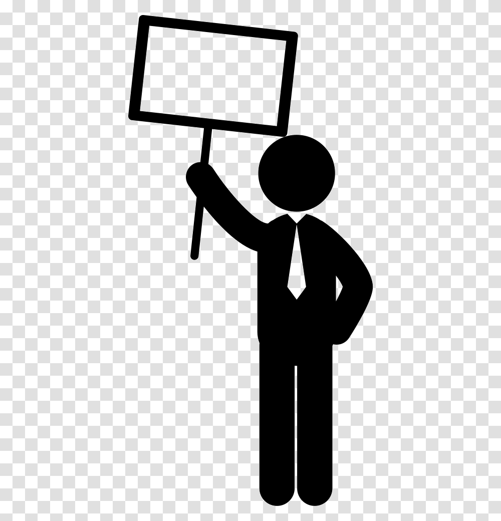 Man Holding A Signal Of Labor Strike Svg Icon Free Man Speaking Icon, Silhouette, Person, Human, Stencil Transparent Png