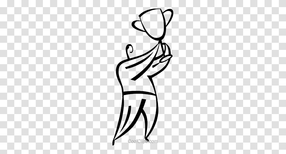 Man Holding A Trophy Royalty Free Vector Clip Art Illustration, Alphabet, Drawing, Handwriting Transparent Png