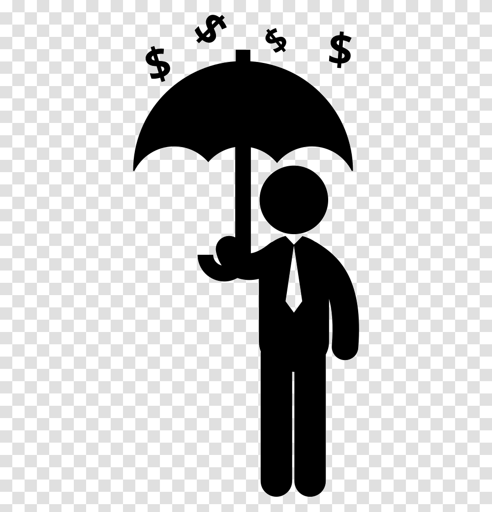 Man Holding An Umbrella Under Dollars Money Ra Icon Free, Silhouette, Stencil, Cross Transparent Png